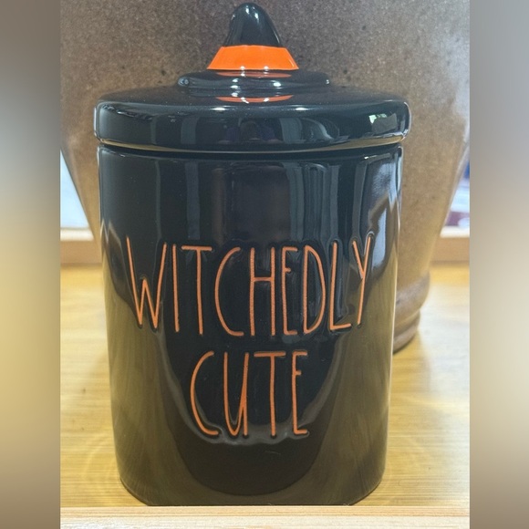 Rae Dunn Halloween “Witchedly Cute” Jar Canister Crock With Lid Decor - Picture 2 of 4